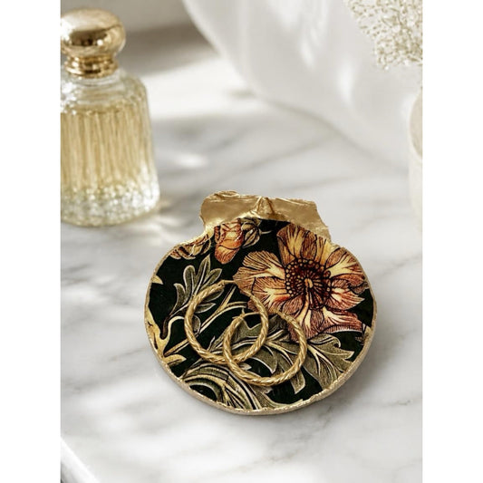 Vintage Botanical Shell Trinket Dish | Cottagecore Decor