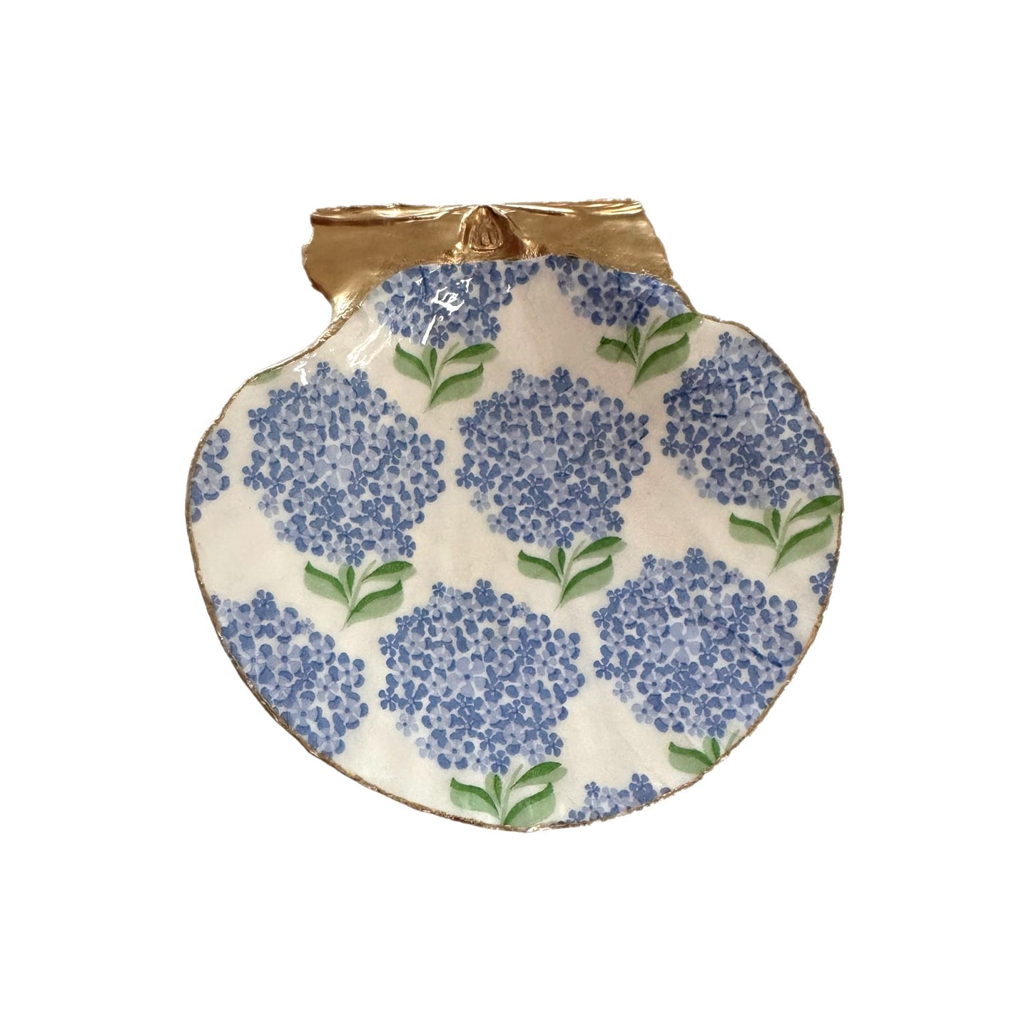 Watercolor Blue Hydrangea Scallop Shell Trinket Dish, Something Blue Ring Dish