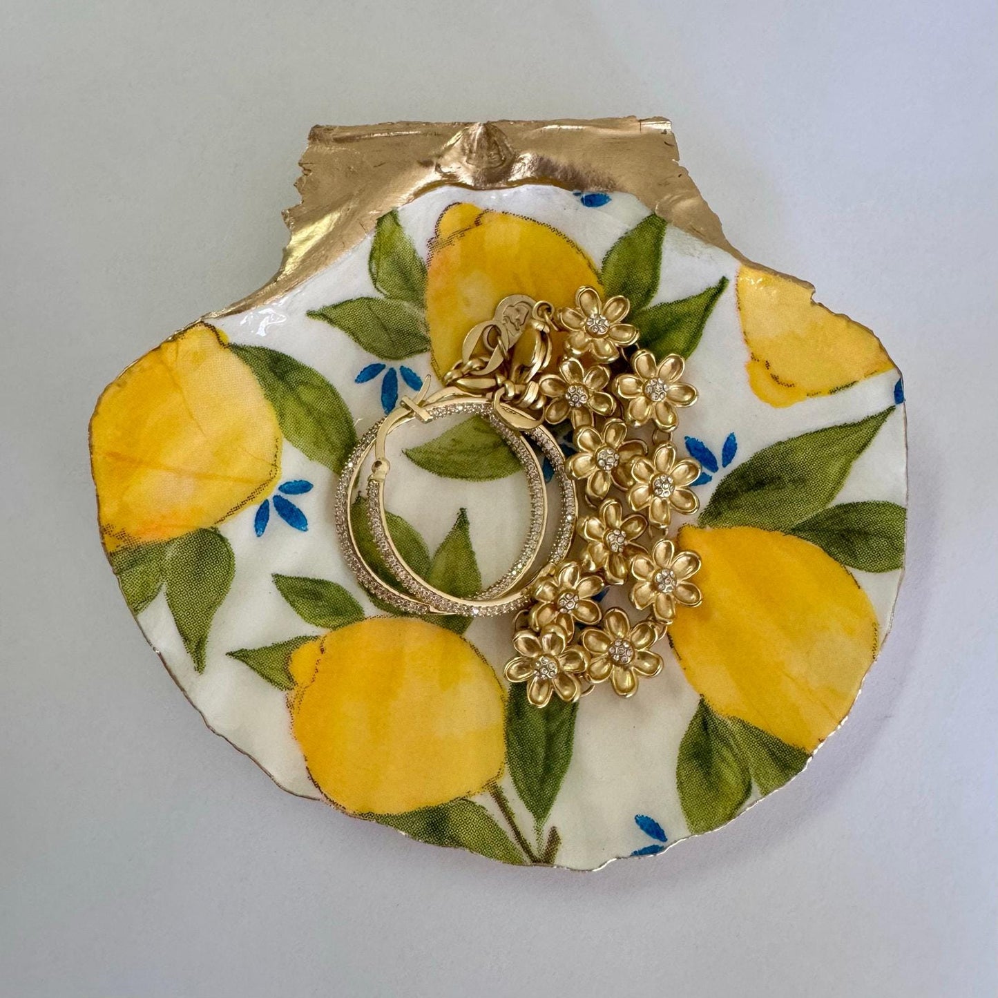 Lemon Shell Jewelry Dish, Italian Coastal Decor, Lemon Ring Holder