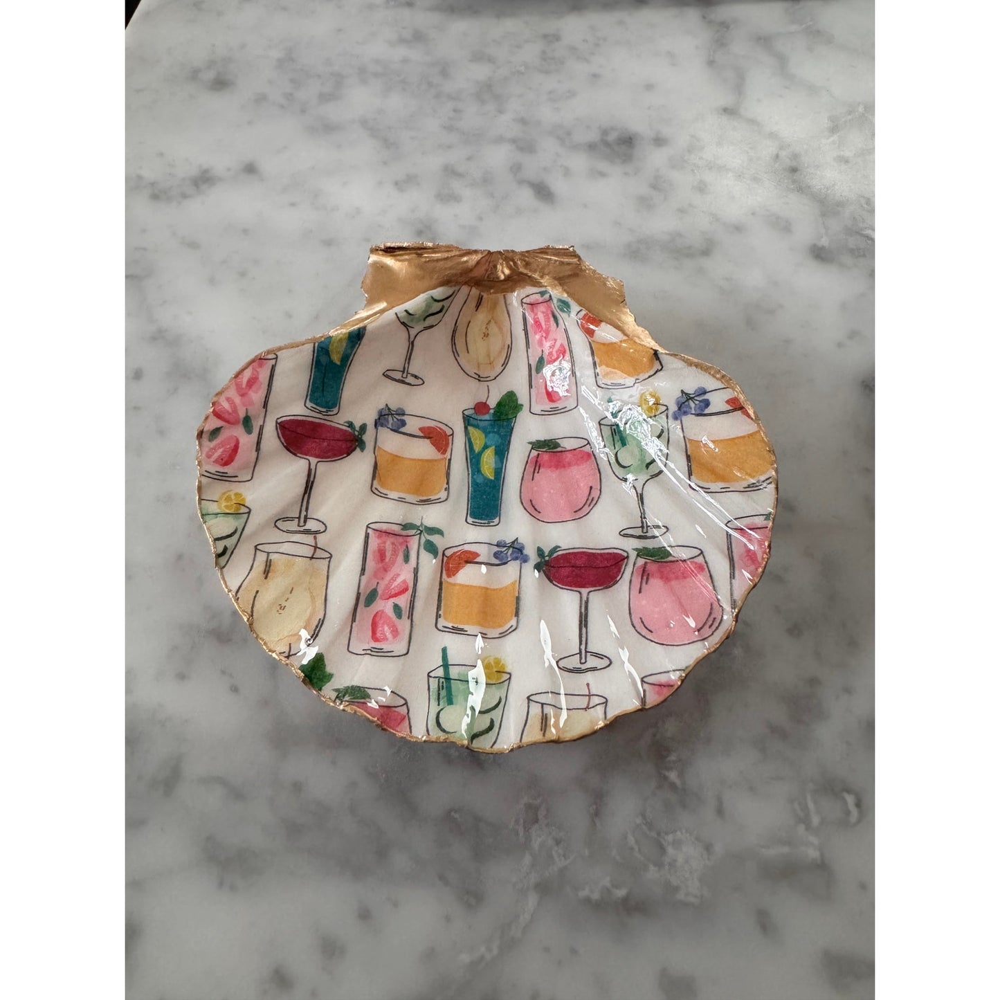 Cocktail Scallop Shell Trinket Dish, Bar Cart Decor, Hostess Gift