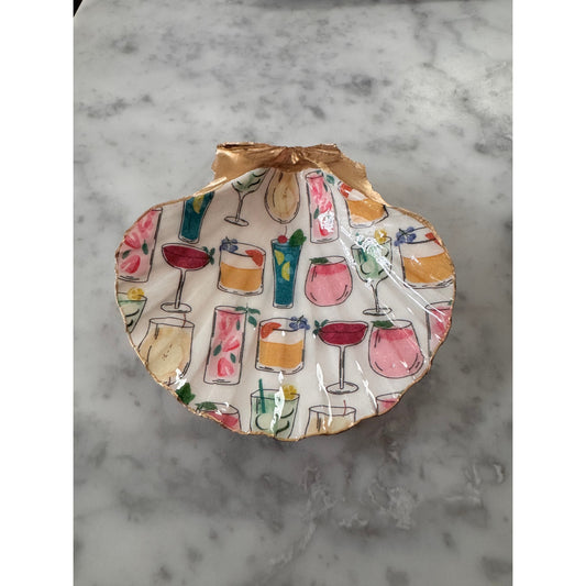 Cocktail Scallop Shell Trinket Dish, Bar Cart Decor, Hostess Gift