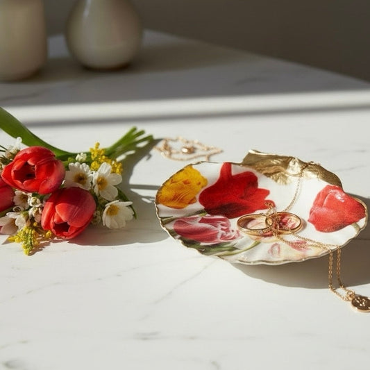 Pink tulip shell trinket dish