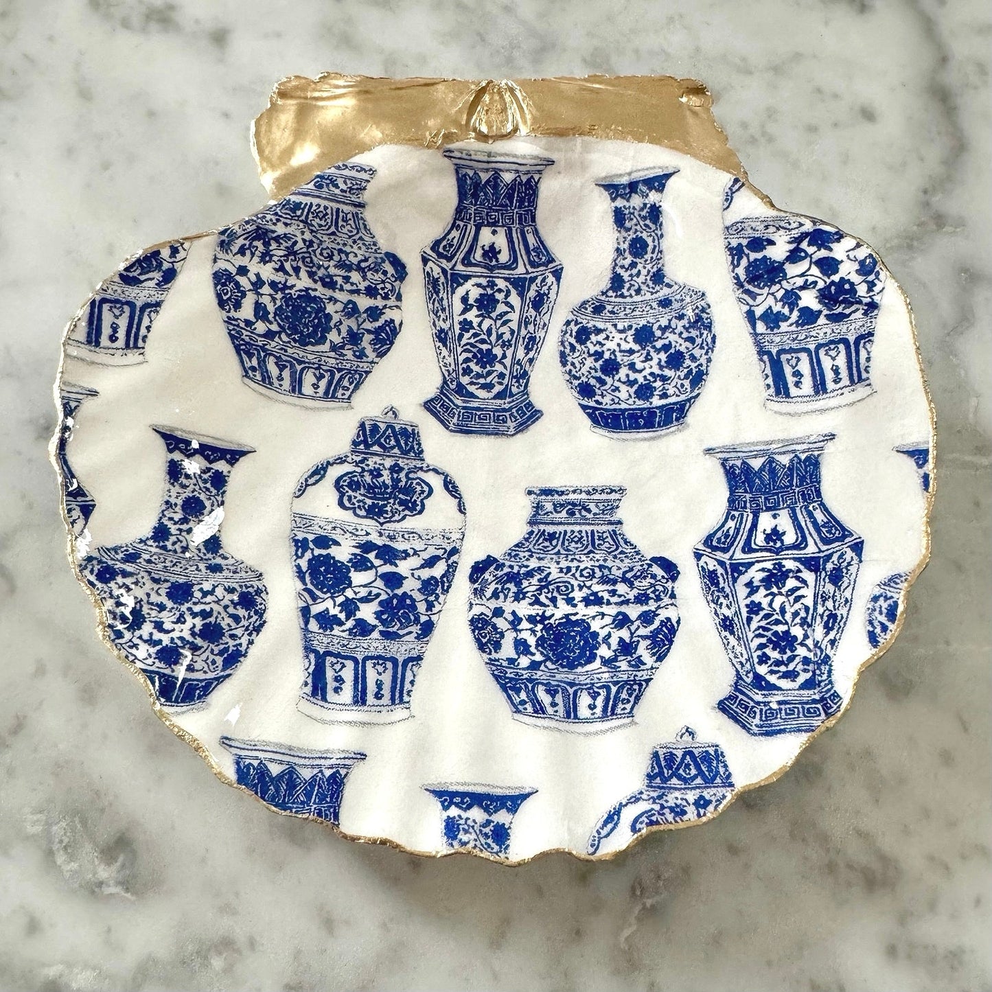 Chinoiserie Blue Vase & Ginger Jar Trinket Dish & Ring Holder I Vintage Gift