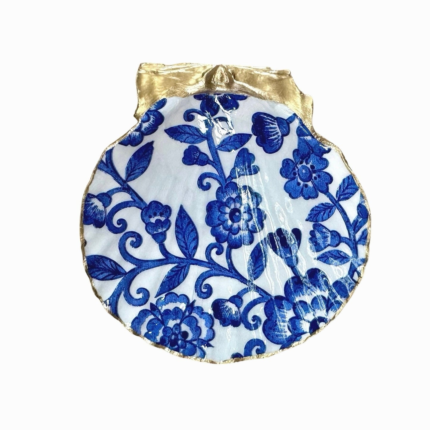 Blue Chinoiserie Shell Trinket Dish | Ring Holder | Coastal Gift