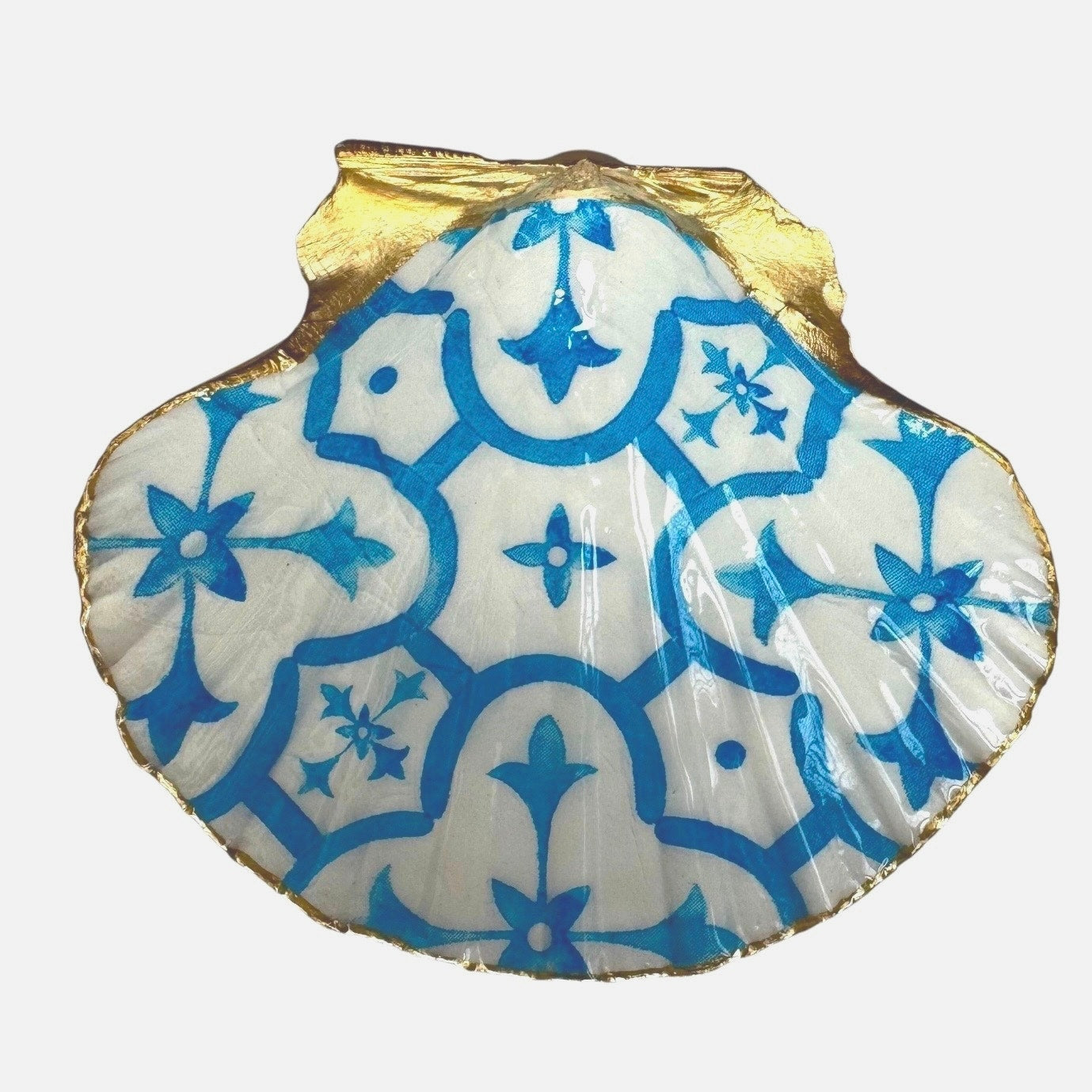Additional view of turquoise moroccan tile shell trinket dish