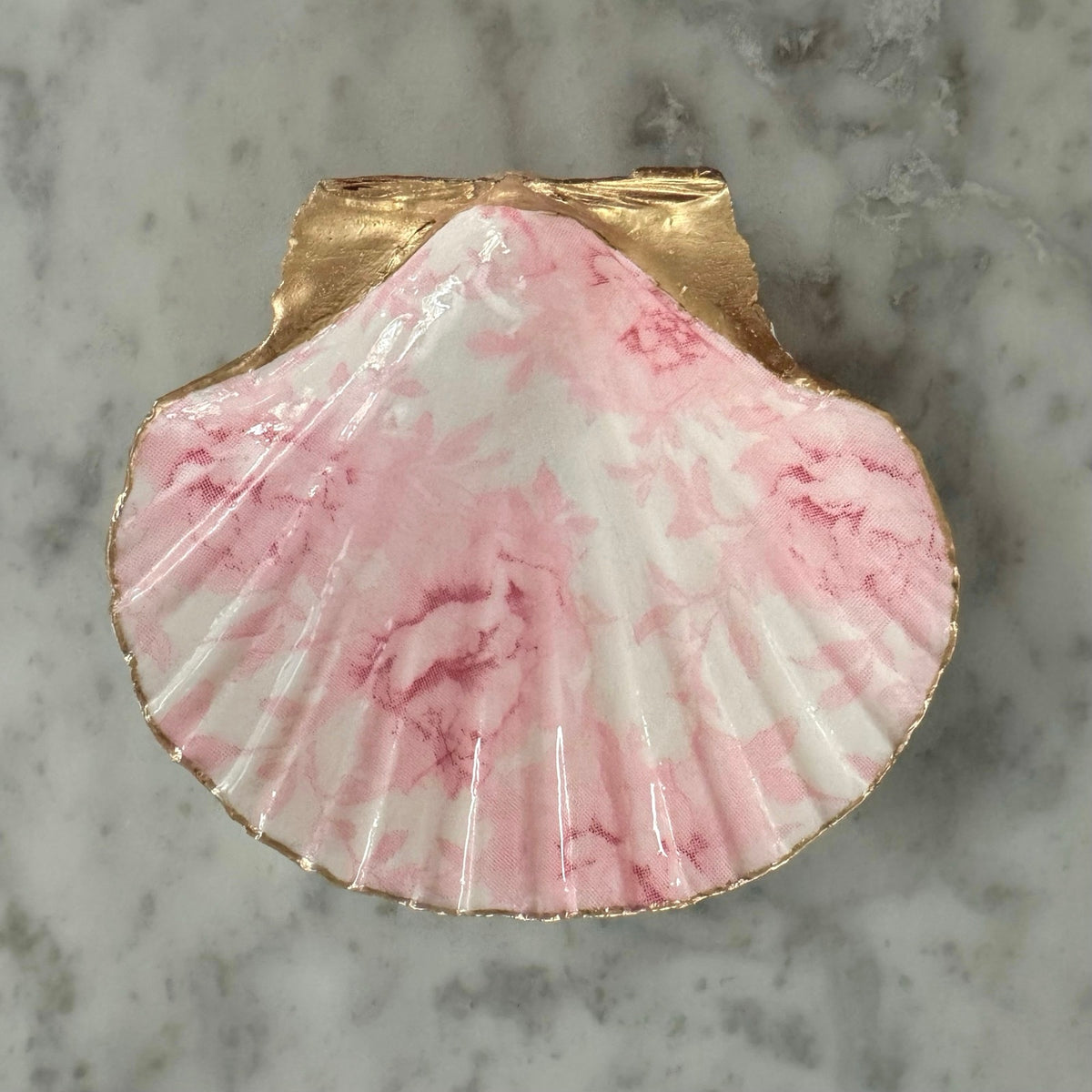 Pink Toile Rose Trinket Dish, Vintage Rose Floral Jewelry Holder