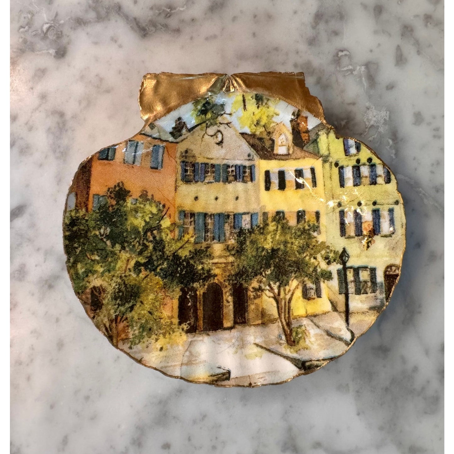 Charleston Rainbow Row Shell Ring Dish Handmade Trinket Dish Southern Coastal Gift