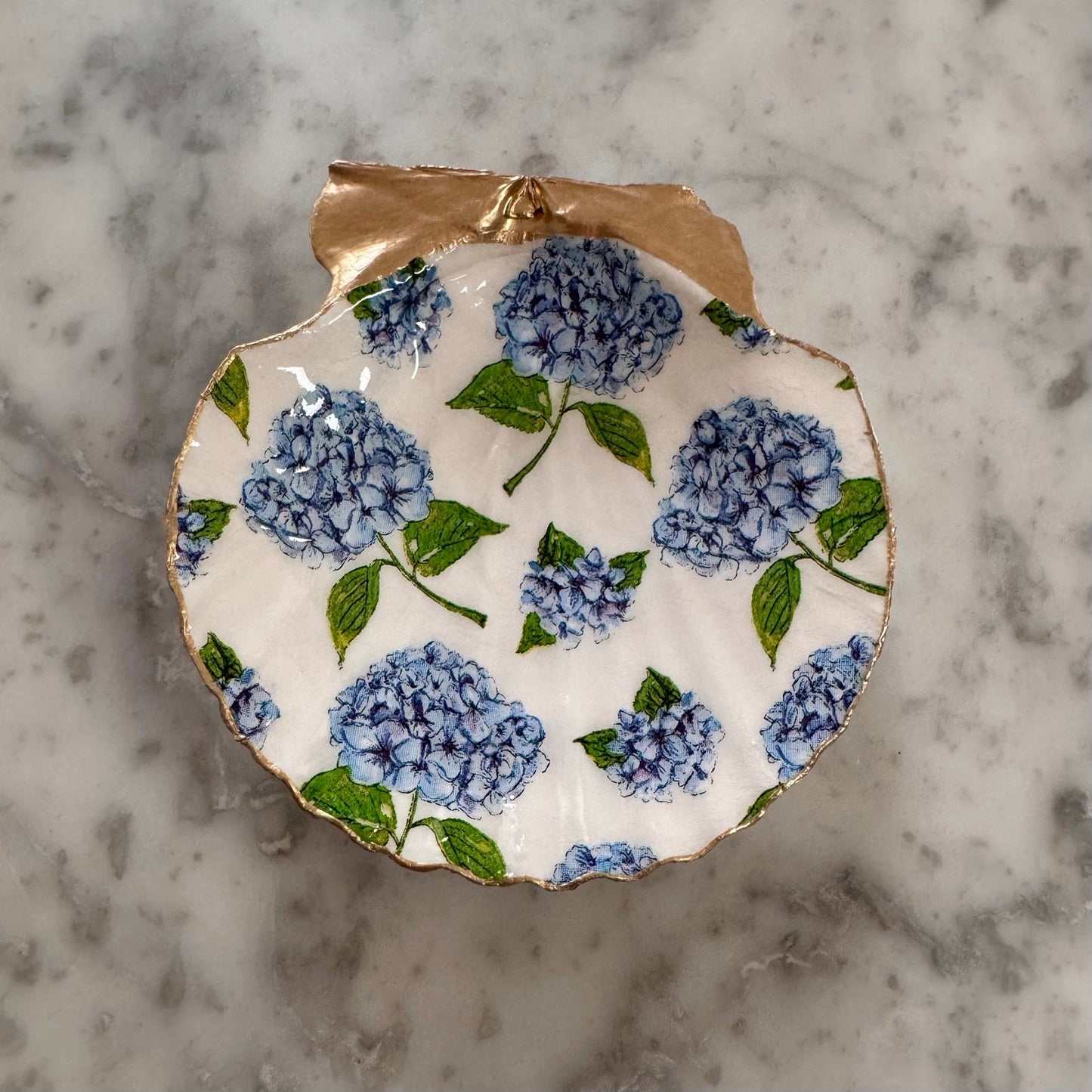 Blue Hydrangea Ring Dish, Floral Jewelry Trinket Dish