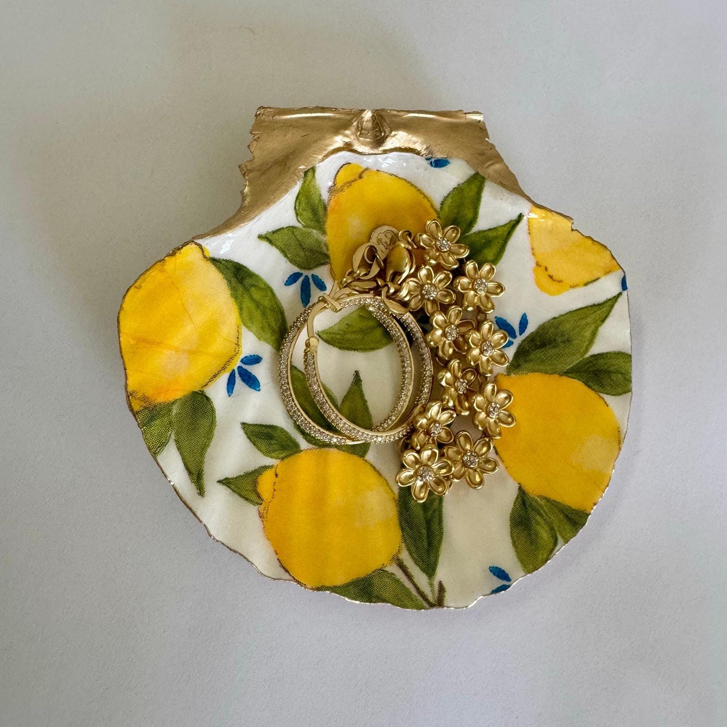 Lemon Shell Jewelry Dish, Italian Coastal Decor, Lemon Ring Holder