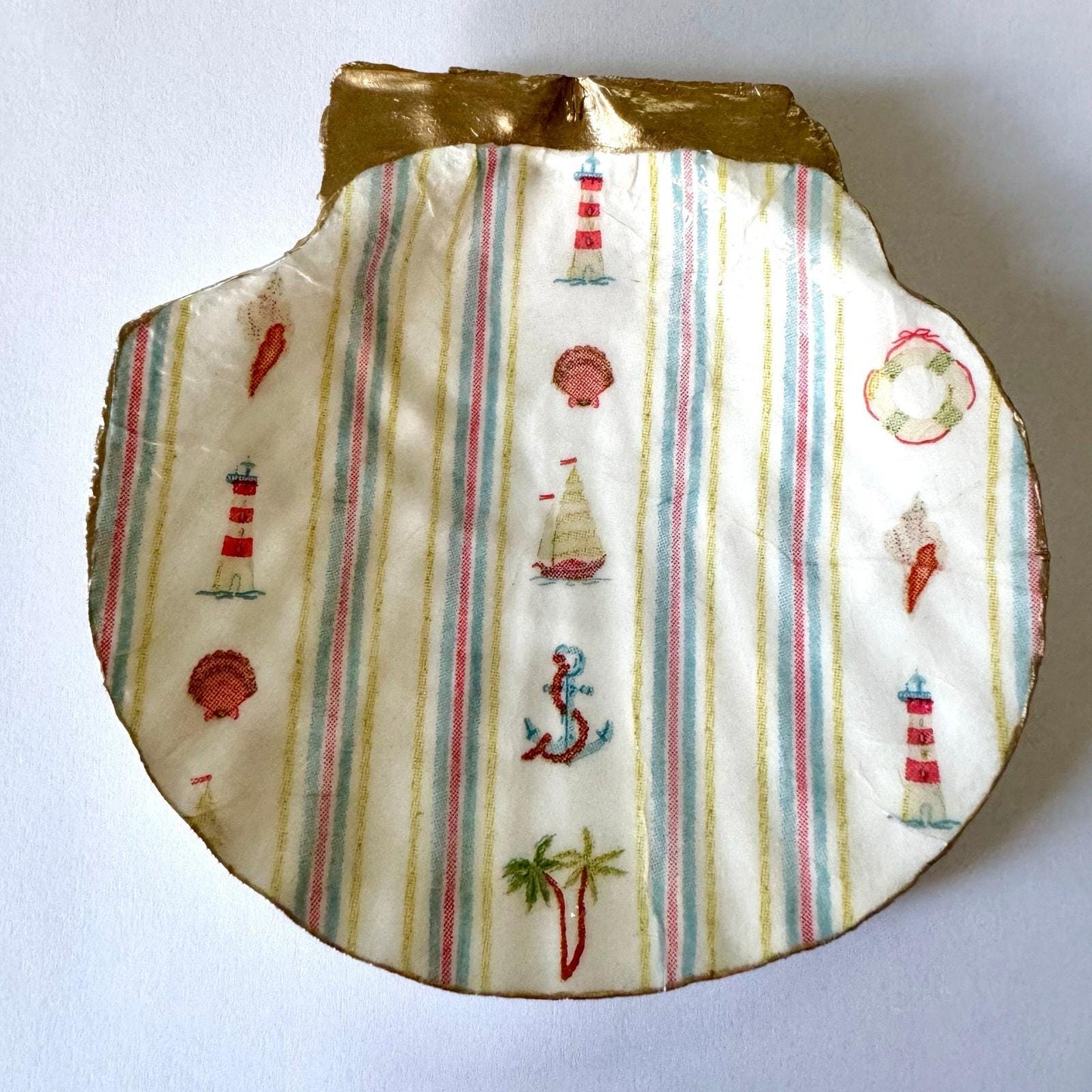Nautical Lighthouse Seashell Trinket Dish, Coastal Decor