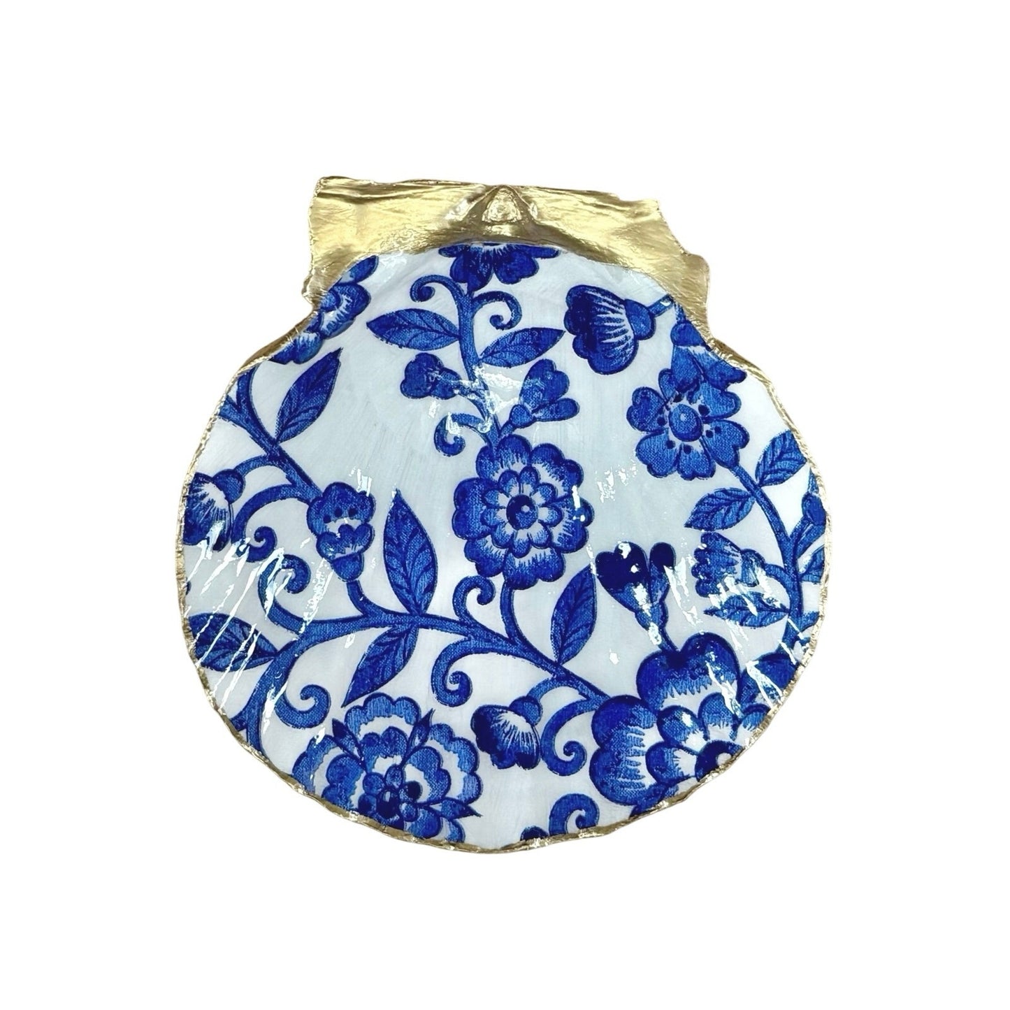 Blue Chinoiserie Shell Trinket Dish | Ring Holder | Coastal Gift