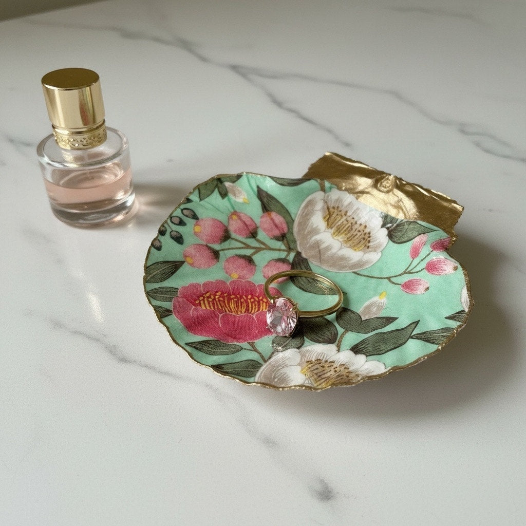 Alternate view of camellia floral shell trinket dish