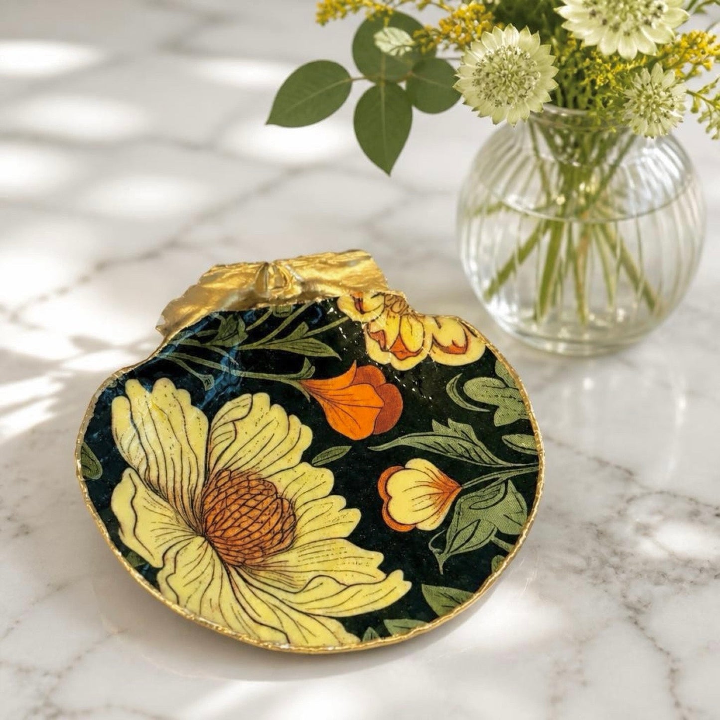 Alternate view of william morris golden floral shell trinket dish
