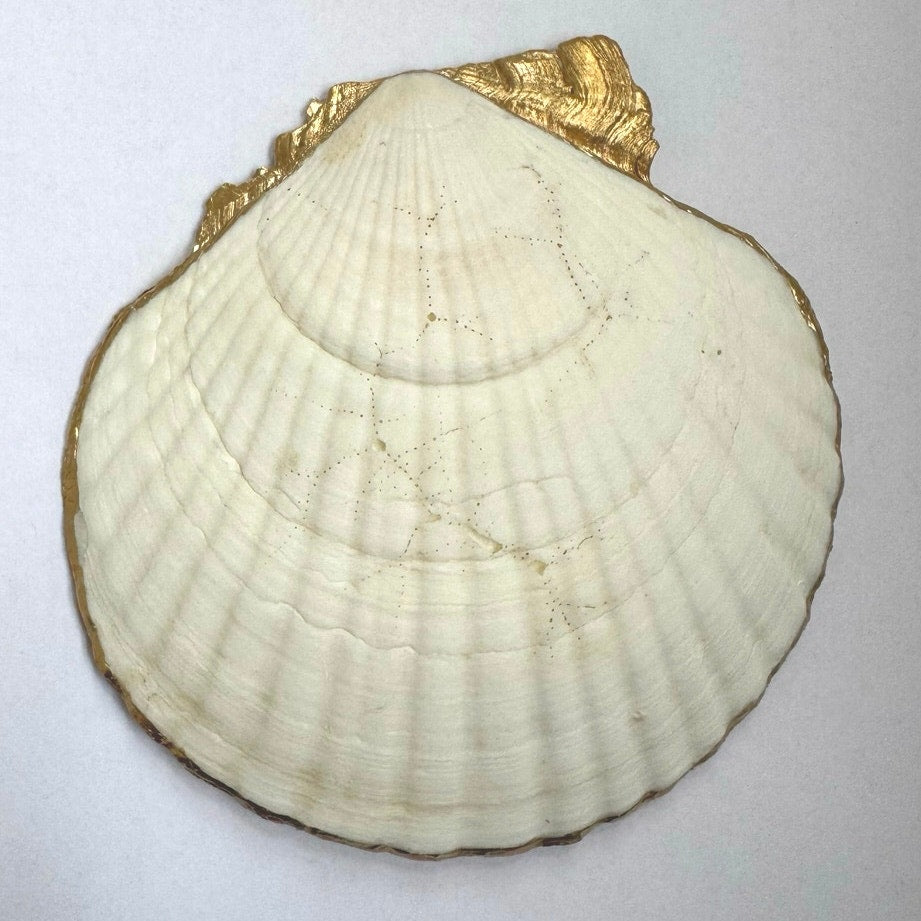 Strawberry Chinoiserie Scallop Shell Trinket Dish, Gold Edge Ring Holder