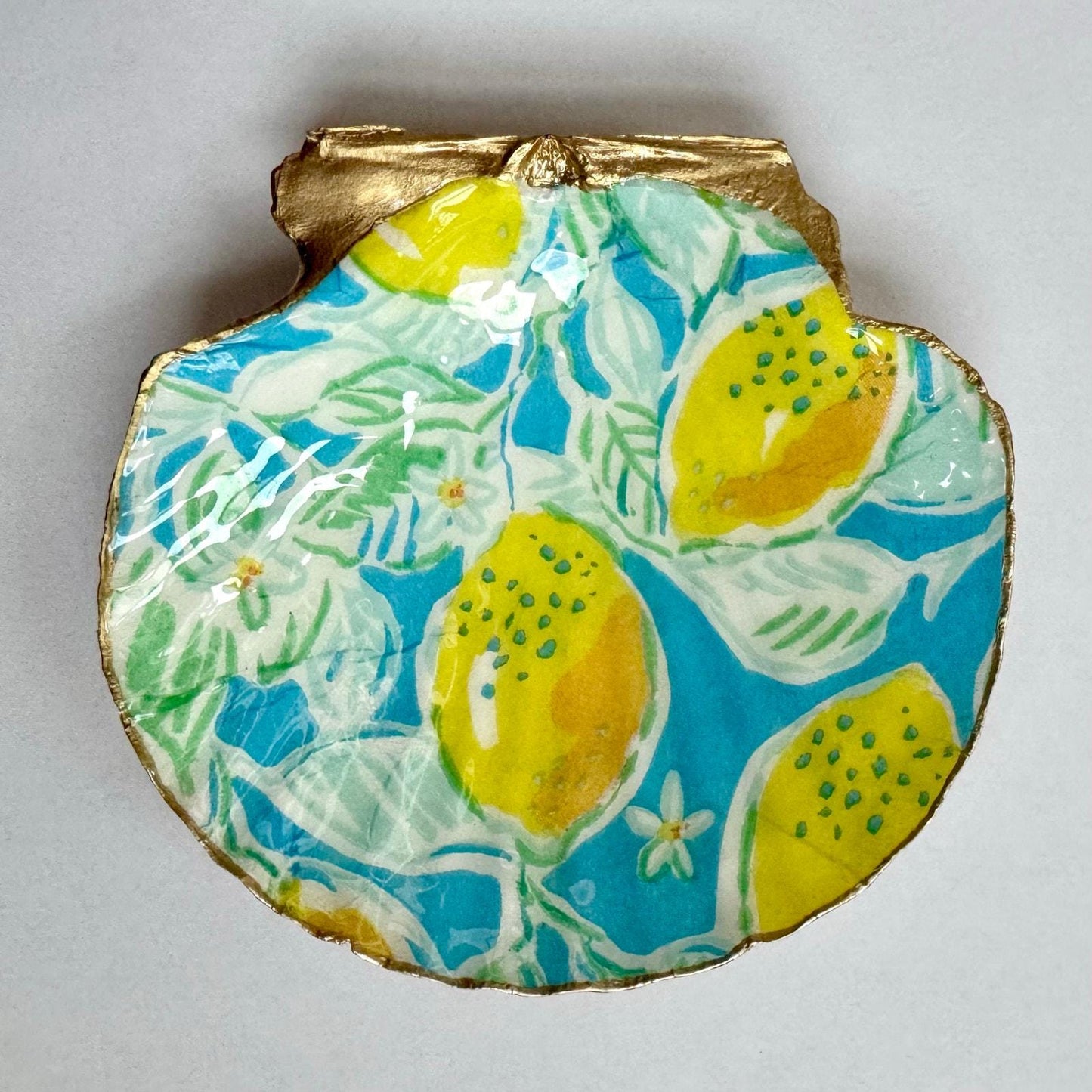 Additional view of mediterranean blue lemon shell trinket dish