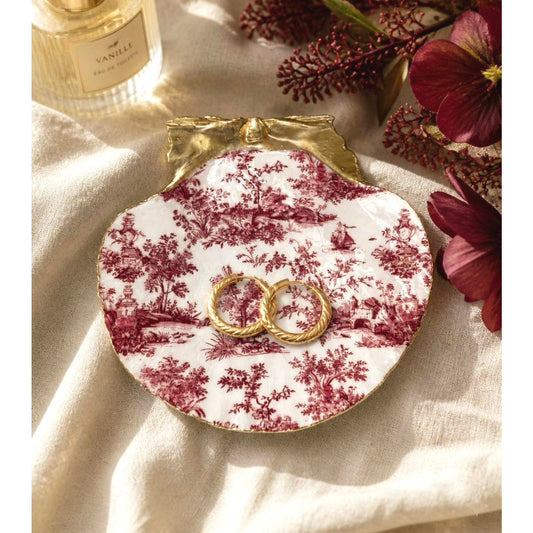 Magenta Toile Trinket Dish | French Country Jewelry Ring Holder| Grandmillennial