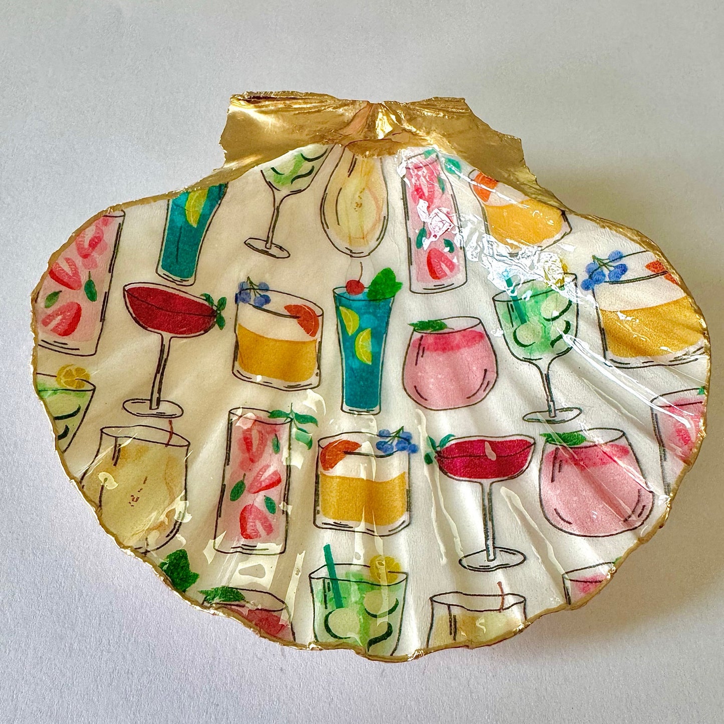 Cocktail Scallop Shell Trinket Dish, Bar Cart Decor, Hostess Gift
