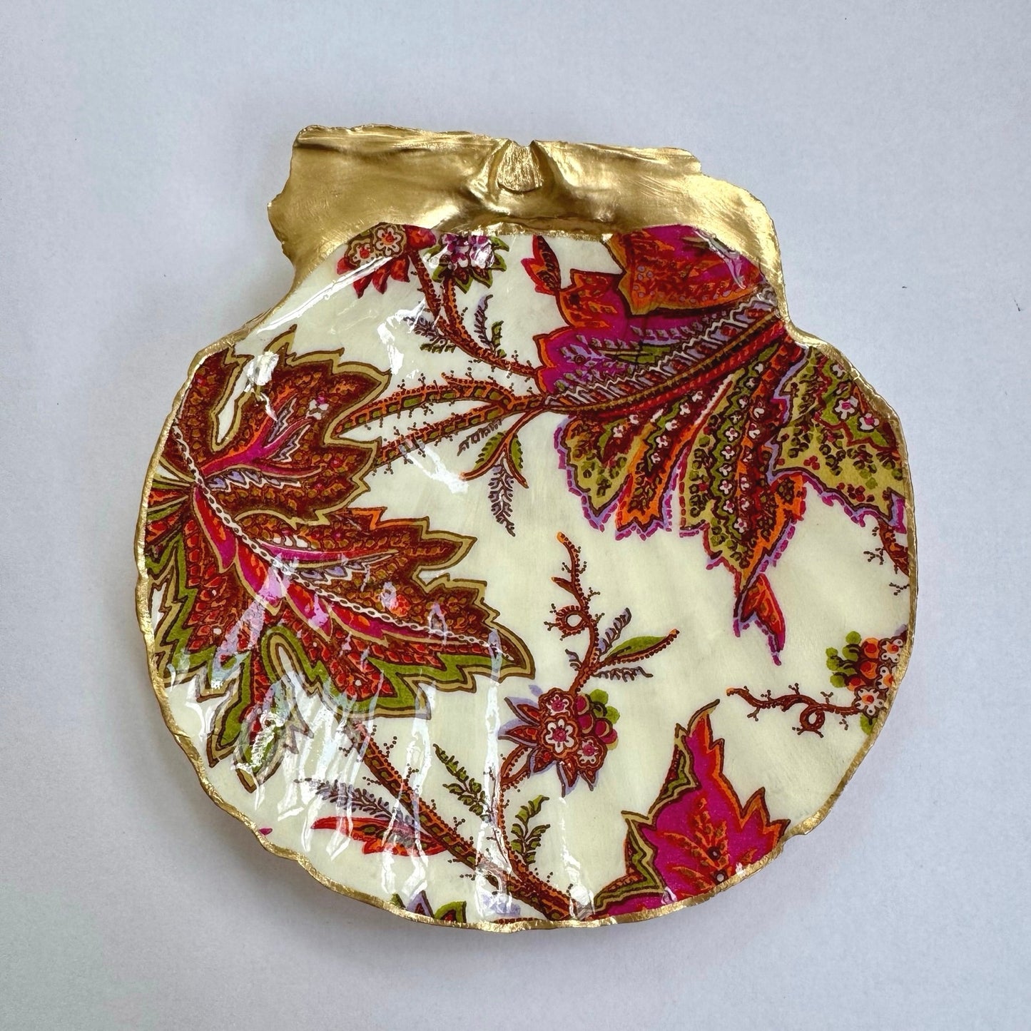 Alternate view of jacobean floral shell trinket dish