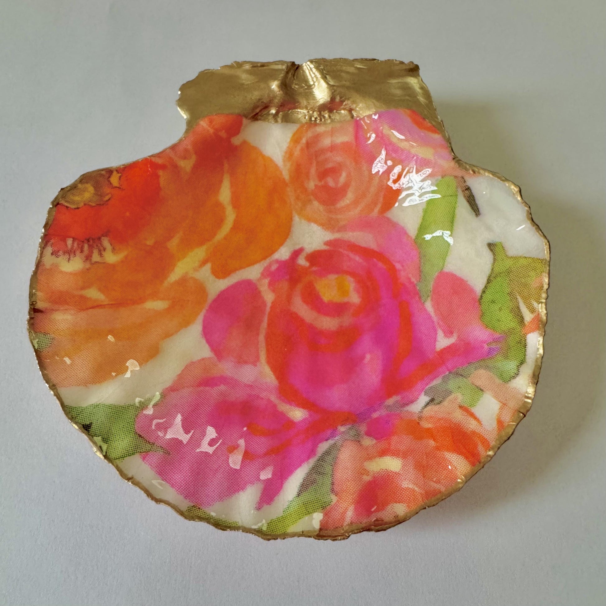 Additional view of pink spring blossom shell trinket dish