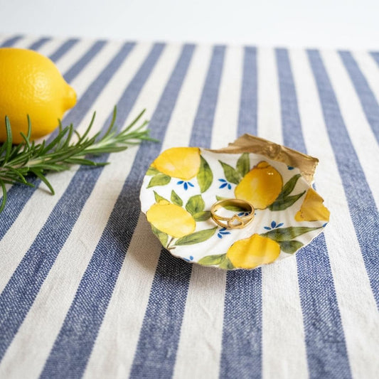 Lemon Shell Jewelry Dish, Italian Coastal Decor, Lemon Ring Holder