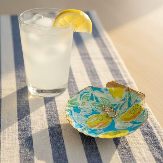 Mediterranean blue lemon shell trinket dish