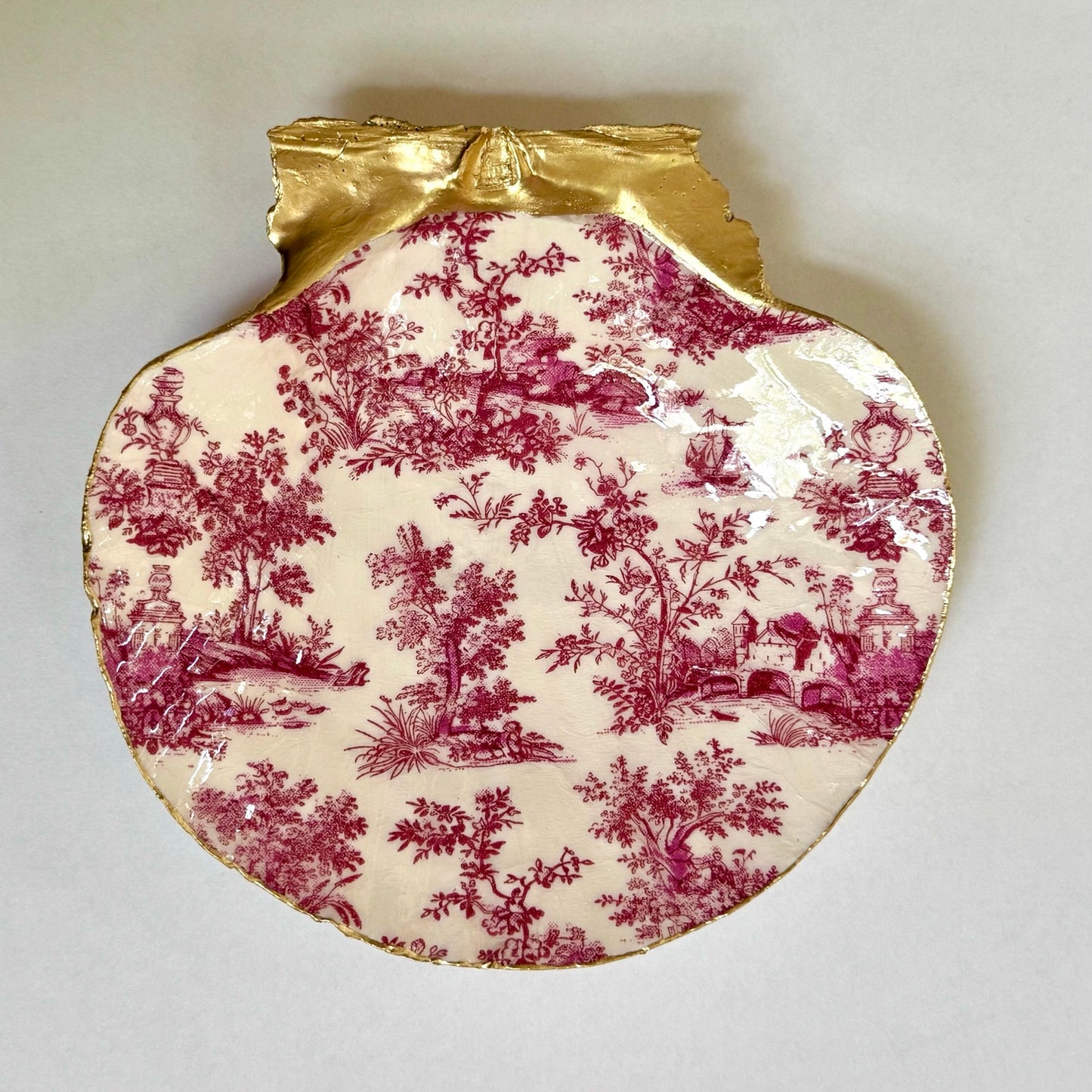 Magenta Toile Trinket Dish | French Country Jewelry Ring Holder| Grandmillennial