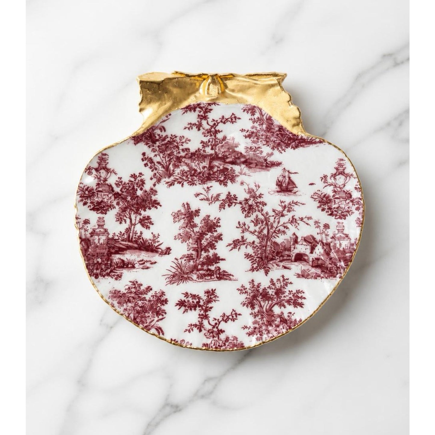 Magenta Toile Trinket Dish | French Country Jewelry Ring Holder| Grandmillennial