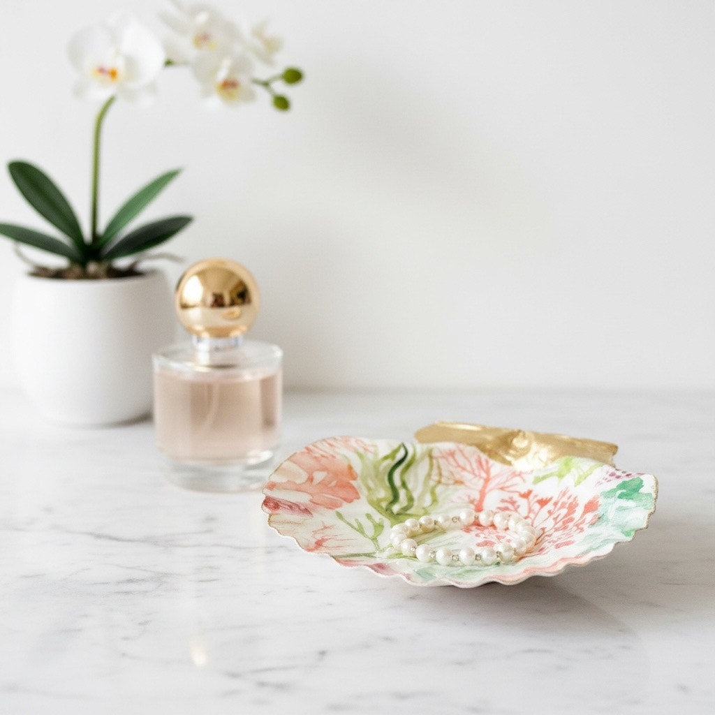 Coral Reef Seashell Trinket Dish, Coastal Decor