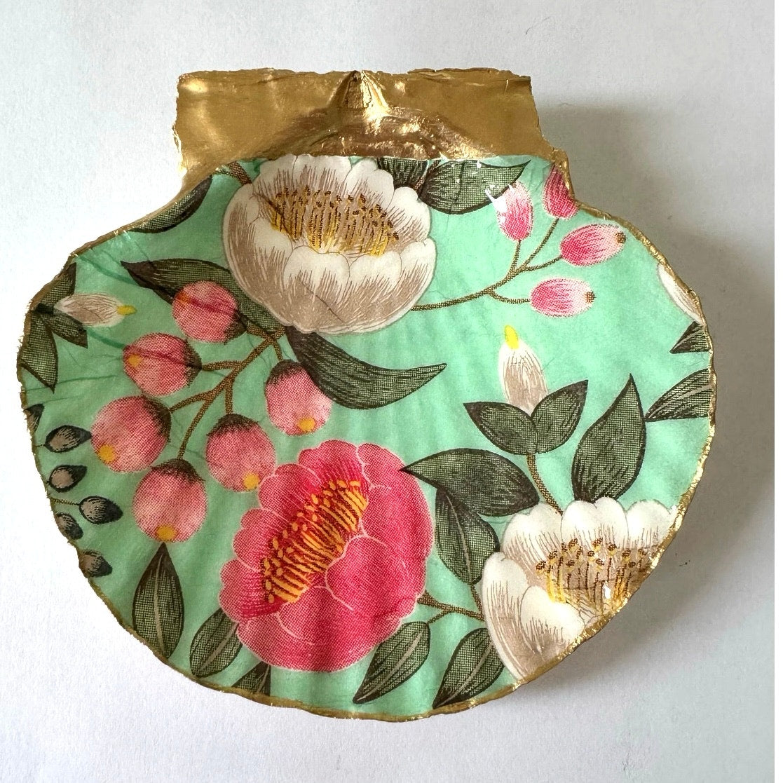Additional view of camellia floral shell trinket dish