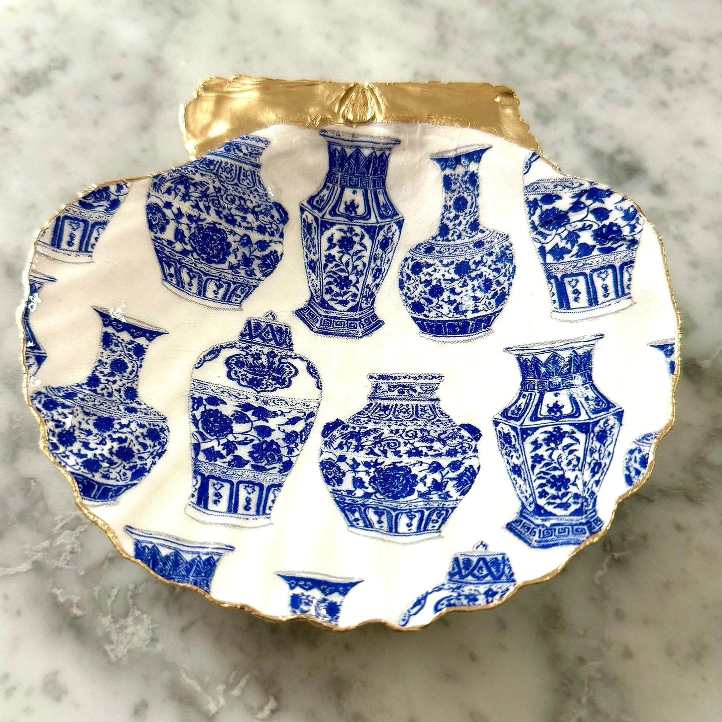 Chinoiserie Blue Vase & Ginger Jar Trinket Dish & Ring Holder I Vintage Gift