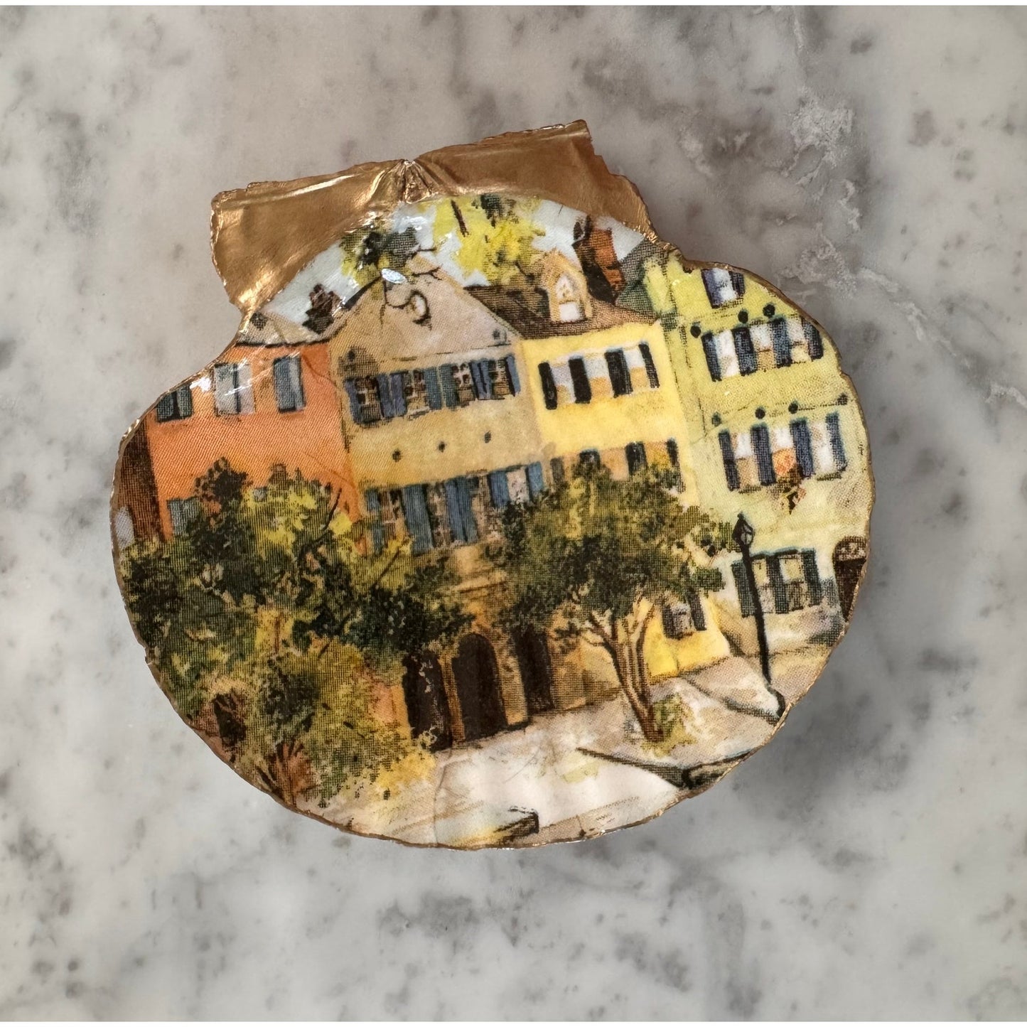 Charleston Rainbow Row Shell Ring Dish Handmade Trinket Dish Southern Coastal Gift
