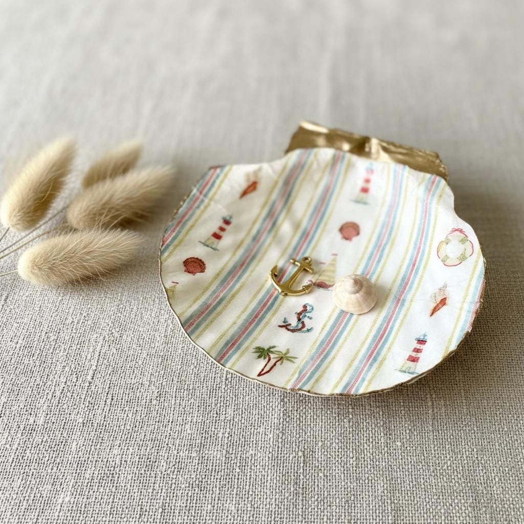 Nautical Lighthouse Seashell Trinket Dish, Coastal Decor