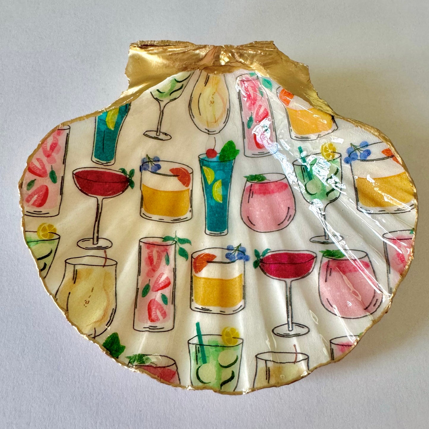 Cocktail Scallop Shell Trinket Dish, Bar Cart Decor, Hostess Gift