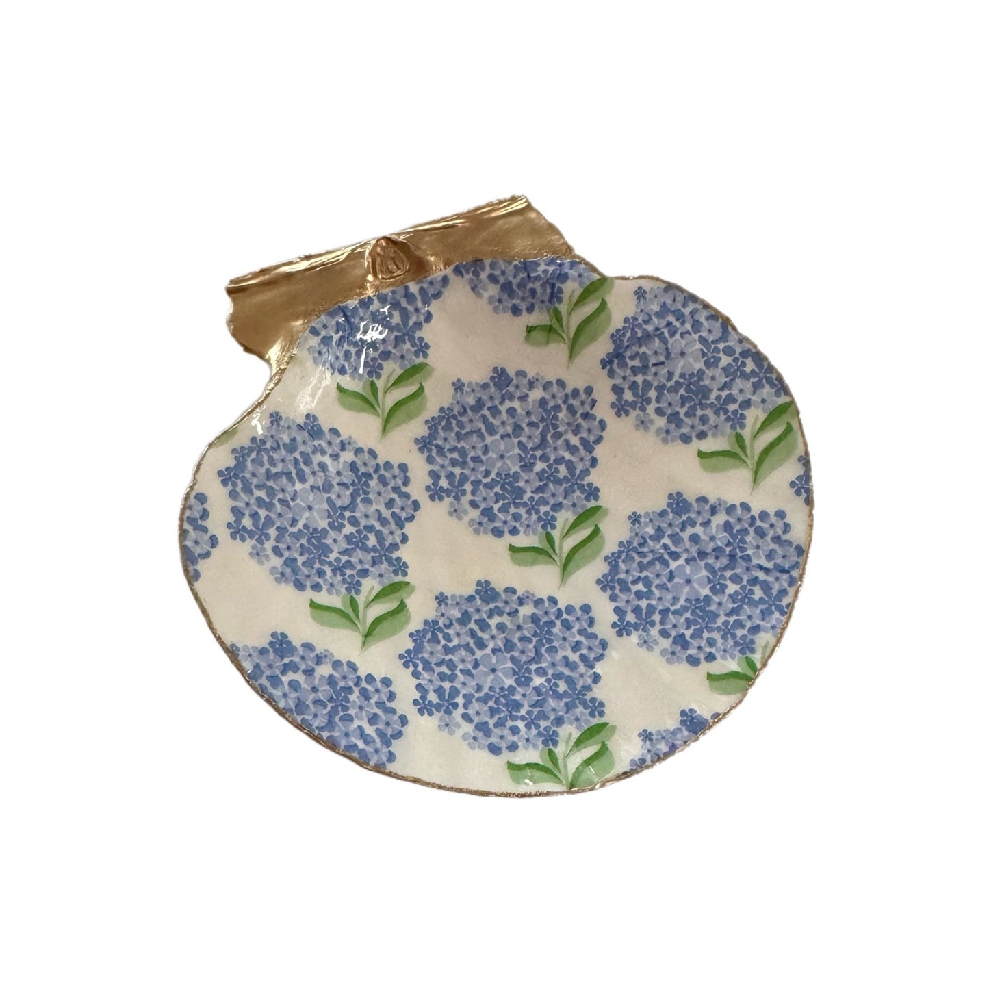 Watercolor Blue Hydrangea Scallop Shell Trinket Dish, Something Blue Ring Dish
