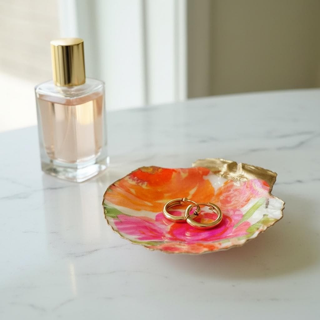 Alternate view of pink spring blossom shell trinket dish